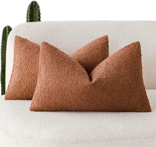 Miniatura 27 de Foindtower - Juego de 2 fundas decorativas de textura de bucle, fundas de almohada acentuadas, fundas de cojín sólidas, neutrales, para sofá, silla