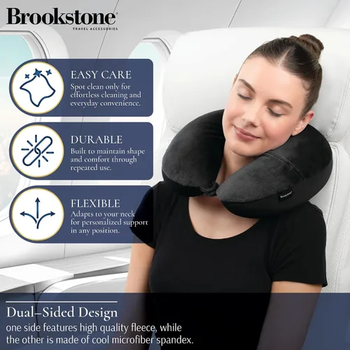 Miniatura 3 de Brookstone Microbead - Almohada para el cuello, súper suave, acogedora y ligera, almohada de viaje de felpa con bolsillo para teléfono