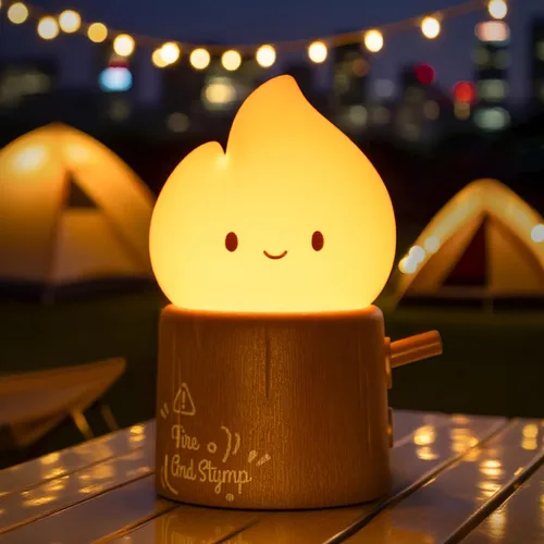Miniatura 12 de WANIDEA Chibi Flame - Juego de 2 lámparas de noche, estilo anime, adorables y acogedoras, retro, recargable, para decoración, accesorios de Amarillo