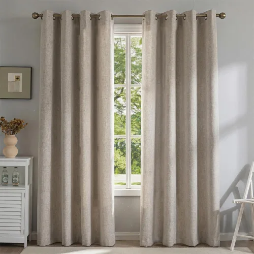 Miniatura 12 de Cortinas de lino libres de PFAS en negro de 63 pulgadas de largo, juego de 2 paneles, 100% cortinas opacas largas para dormitorio, sala de estar