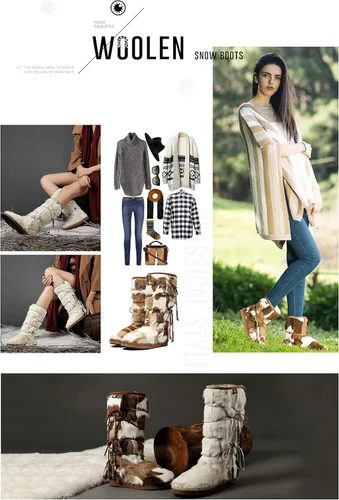 Miniatura 5 de AU&MU Aumu Womens Comfort Suede Fur Shearling Stylish Knee High Winter Snow Boots Women Sheepskin