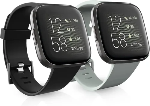Miniatura 6 de Paquete de 2 bandas elásticas compatibles con Fitbit Versa 2 para mujeres y hombres, correa de repuesto de nailon suave ajustable transpirable