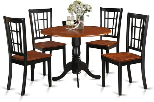 Miniatura 12 de East West Furniture DLNI3-BLK-C - Juego de comedor de 3 piezas que contiene una mesa de comedor redonda con gotas y 2 sillas de cocina tapizadas