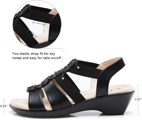 Miniatura 2 de VJH confort Sandalias de cuña para mujer, con plataforma elástica, cómodas, informales, planas