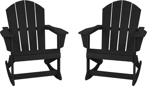 Miniatura 88 de WestinTrends Silla mecedora Malibu de poliéster para exterior/patio Adirondack, Negra