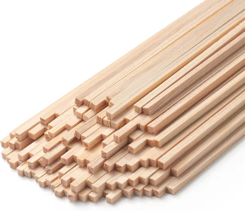 Miniatura 10 de Tacos de madera para manualidades de 1/2 x 6 pulgadas, 20 varillas cuadradas de madera, palos de madera sin terminar, pequeñas tiras de madera