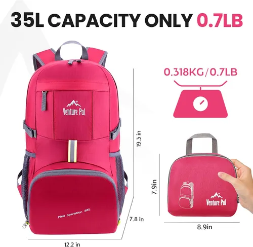 Miniatura 24 de Venture Pal 35L Ultraligero Ligero Plegable Plegable Viaje Camping Senderismo Deportes al aire libre Mochila Daypack