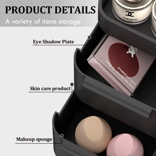 Miniatura 3 de Organizador de maquillaje para tocador, caja de almacenamiento para encimera de baño, soporte apilable para cosméticos para joyas, accesorios