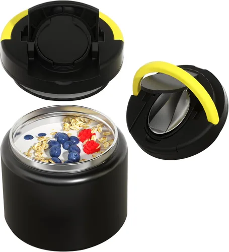 Miniatura 7 de Termo de 11.8 oz para Alimentos Calientes, Termo para Sopa de Acero Inoxidable, Contenedor de Comida Caliente con Cuchara Plegable, Tapa Abatible