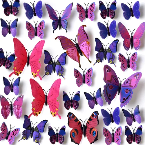 Amaonm® - 120 pegatinas de mariposa 3D, color morado