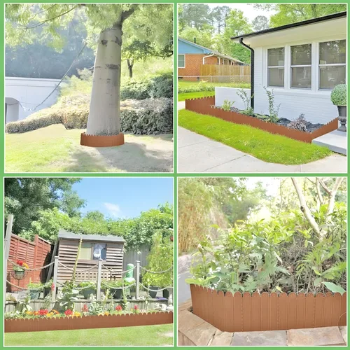 Miniatura 7 de EEOCWF 10 bordes de jardín marrones, bordes de plástico de 8.66 pulgadas de alto, vallas de jardín decorativas entrelazadas de 7.2 pies, borde