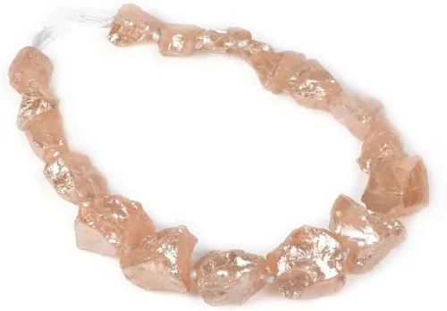 Miniatura 10 de Agujero graduado crudo de la pepita del cristal del cuarzo del blanco del aura de la aguamarina del filamento 6.6 ft m perforado