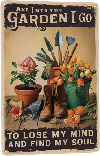 Letrero de lata de jardín zen de 8 x 12 pulgadas, arte de pared de metal bohemio para invernadero, esquina de meditación y decoración de núcleo de