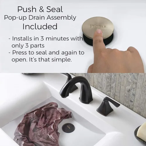Miniatura 7 de Pfister Pasadena LF049PDKK - Grifo para lavabo de baño, 8 pulgadas de ancho, 2 asas, 3 agujeros, acabado de níquel cepillado, LF049PDKK