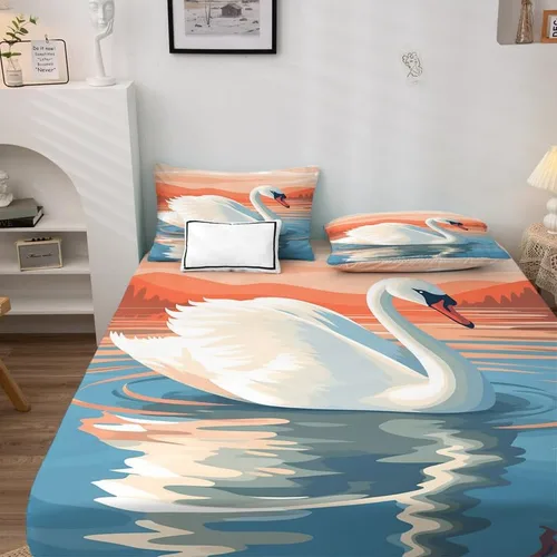 Miniatura 3 de Swan Sheets - Juego de sábanas de tamaño individual, sábanas de microfibra suave y bolsillo profundo, sábanas y fundas de almohada estampadas sin