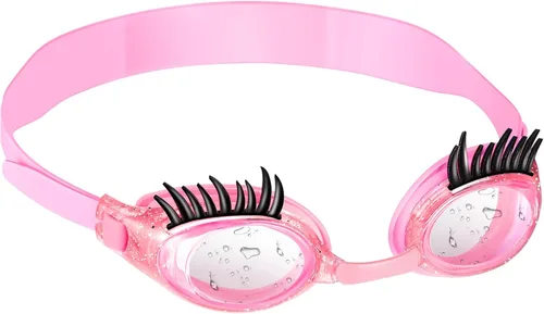 Miniatura 9 de Konohan Gafas de natación para niños, pestañas para niñas, divertidas gafas de natación sin fugas, antivaho y UV para extensiones de pestañas