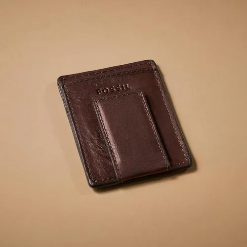 Miniatura 3 de Fossil Funda magnética minimalista de cuero para hombre con clip para dinero bolsillo frontal cartera para hombres