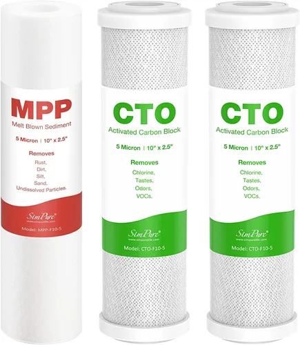 SimPure Juego de repuesto de filtro de agua de ósmosis inversa de 1 a 3 etapas, compatible con APEC Essence & Ultimate Series, prefiltro para