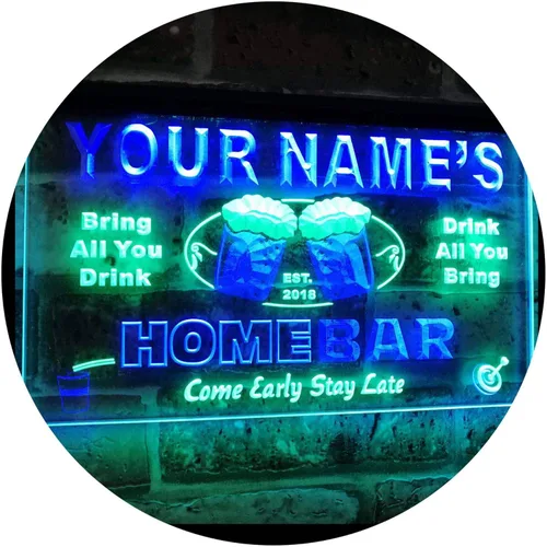 Miniatura 20 de Letrero luminoso Custom Home Bar Beer de neón; personalizado con nombre Blanco