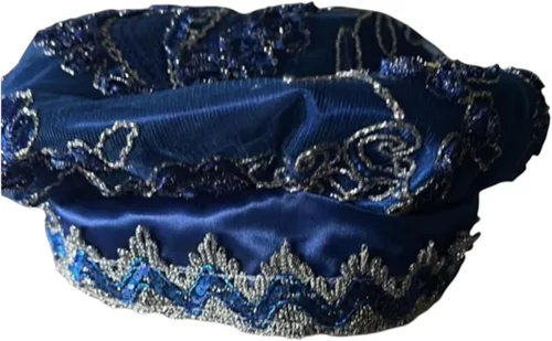 Gorro de Yemaya Azul/Yemaya Orisha Santeria Hat – Corona de encaje hecha a mano con cuentas para rituales yoruba Ifá Osha y celebraciones