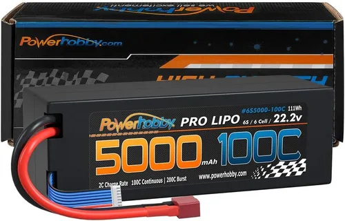 Miniatura 7 de Powerhobby 6s 22.2v 5000mah 100c Lipo Battery Deans Estuche rígido de 6 celdas (paquete de 2) Compatible con: 1/8 Buggy Truggy