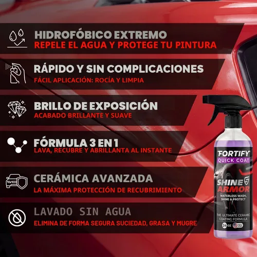 Miniatura 4 de Shine Armor Fortify Quick Coat – Revestimiento cerámico, cera para autos, aerosol pulidor, lavado y encerado sin agua, capa superior hidrofóbica