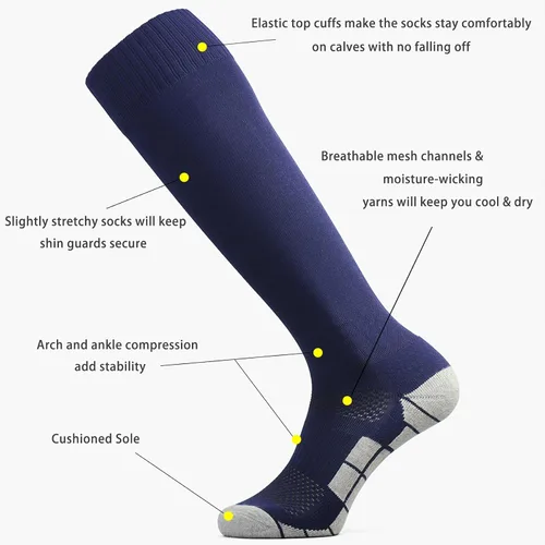 Miniatura 3 de CWVLC - Calcetines de fútbol (135pares) calcetines altos hasta la rodilla, para deportes de equipo, para adultos, jóvenes y niños