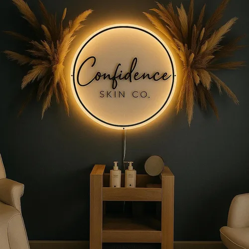 Miniatura 4 de Letrero de neón personalizado con logotipo de negocio, HancraStore - Letrero iluminado personalizado con luz de fondo, letrero de logotipo flotante
