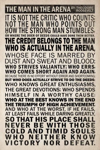 Miniatura 2 de Póster laminado de The Man In The Arena President Theodore Roosevelt, cita del discurso, historia motivacional, póster de aula de borrado en seco