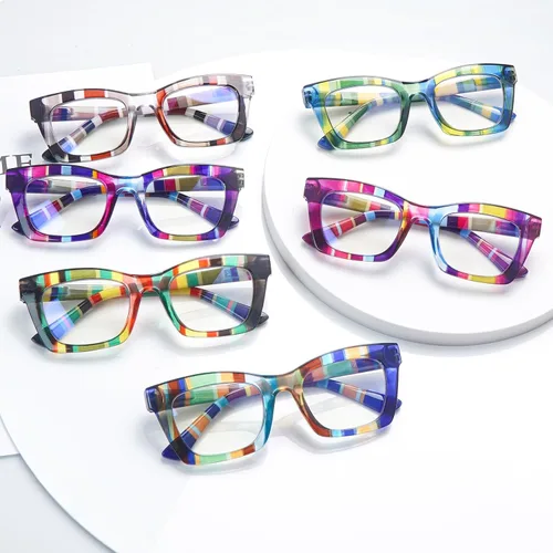 Miniatura 7 de SIGVAN - Paquete de 6 gafas de lectura estilo Oprah con bloqueo de luz azul, montura cuadrada, bisagra de resorte para computadora para mujeres y 6