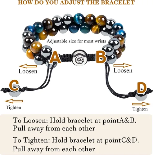 Miniatura 5 de Triple Protection Bracelet Natural Black Obsidian Tigers Eye Hematite Beads Crystal Bracelet Healing Bracelets for Men Women Bring Prosperity Luck