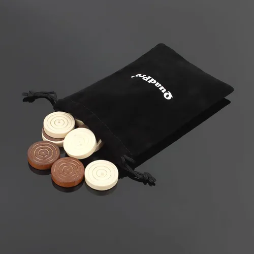 Miniatura 7 de Piezas de madera de damas, 24 piezas de madera con bolsa de almacenamiento, piezas de madera de primera calidad para backgammon, ideal para piezas
