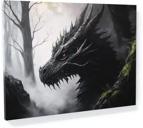 Miniatura 12 de Sense Canvas Dragon Creative 9 - Lienzo decorativo para pared, diseño de dragón para pared, póster grande para el hogar, 40 x 30 pulgadas, 0.75