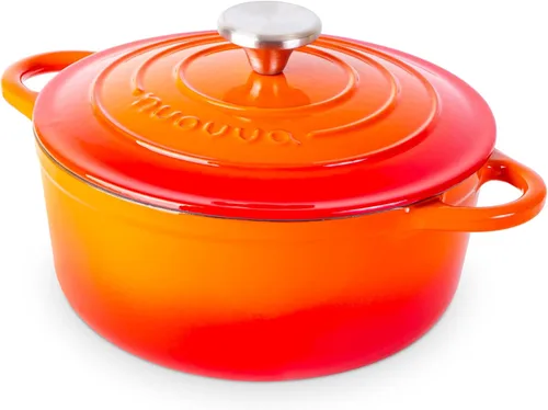 Miniatura 11 de Nuovva Olla Holandesa de Hierro Fundido Esmaltado con Tapa – Cazuela Antiadherente de 6.4 Cuartos – Resistente y Apta para Horno hasta 500°F