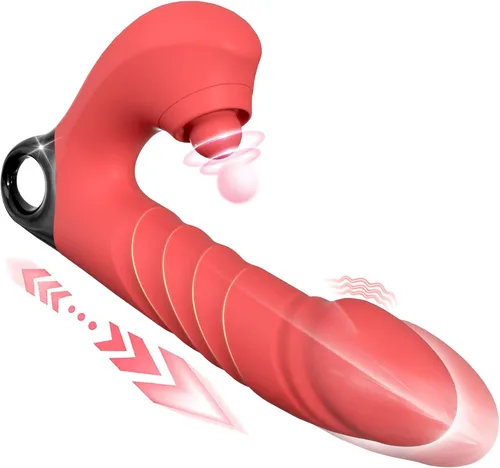 Miniatura 7 de Consolador vibratorio de empuje, vibrador 3 en 1 femenino para punto G con estimulador de clítoris, juguetes sexuales para mujeres y adultos, 3
