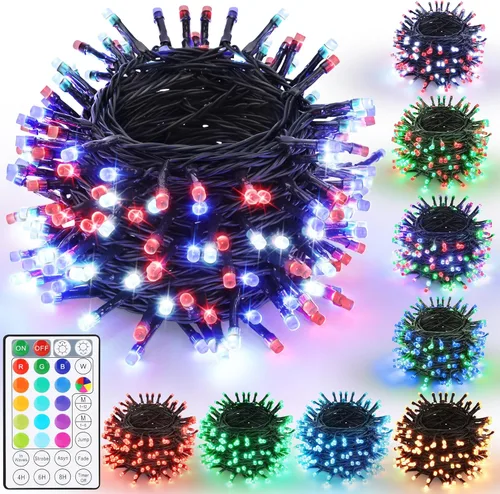 Miniatura 9 de iBaycon - Luces de Navidad Inteligentes que Cambian de Color, 66 pies, 200 luces LED RGB, luces de árbol de Navidad con control remoto y aplicación