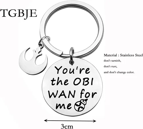 Miniatura 2 de Regalo para novio inspirado en la película, regalo con texto en inglés "You Are The OBI WAN For Me", llavero de regalo para marido
