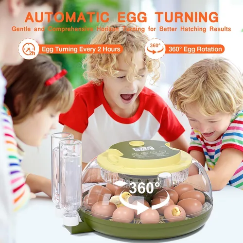 Miniatura 6 de Incubadora de 18 huevos, incubadora para incubar huevos, giro automático de huevos y control de temperatura de humedad, vela de huevos, día