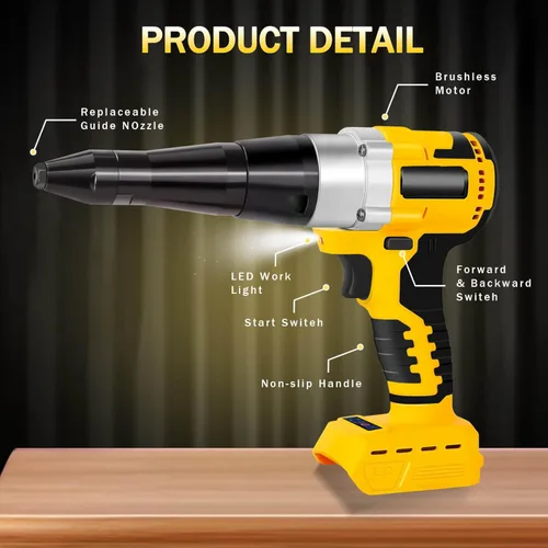 Miniatura 4 de Pistola de remache inalámbrica eléctrica compatible con batería Dewalt de 20 V máximo, (sin batería), kit de herramientas de remache inalámbrico sin