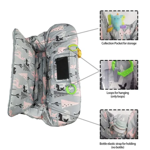 Miniatura 5 de ICOPUCA Funda para carrito de compras, 2 en 1, funda de carrito para bebés y silla alta, cubierta acolchada para carrito de comestibles para bebé