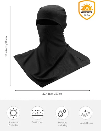 Miniatura 2 de SATINIOR Pasamontañas de 3 piezas, protección solar, cubierta para el cuello, pasamontañas de verano, máscara facial para motocicleta para hombres