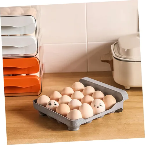 Miniatura 8 de Caja de almacenamiento para huevos estilo cajón de huevos 32 compartimentos reutilizable almacenamiento de cocina Gris