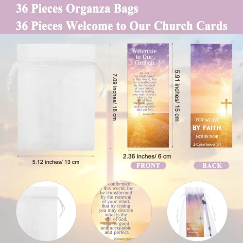 Miniatura 3 de Roowest Juego de 36 bolígrafos de cruz cristiana a granel, regalos de bienvenida a nuestra iglesia, bolsas de bolígrafos religiosos, recuerdos