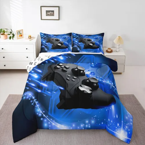 Miniatura 18 de Erosebridal Juego de Edredón para Adolescentes con Gamepad, Edredón Moderno para Gamers de Plumón Tamaño Twin para Niños Varones Niños Jóvenes