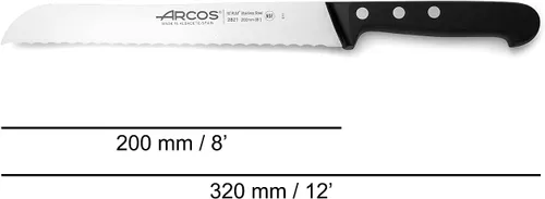 Miniatura 2 de Arcos Cuchillo para pan de acero inoxidable nitrum de 8 pulgadas y hoja de 7.874 in. Obtén una gran variedad de cortes para tu alimentación.