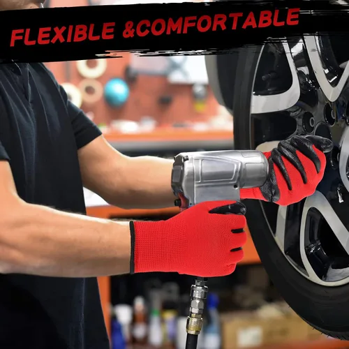 Miniatura 5 de Potchen 36 pares de guantes de trabajo para hombres, guantes de seguridad para trabajo a granel, jardinería, construcción, con agarre recubierto
