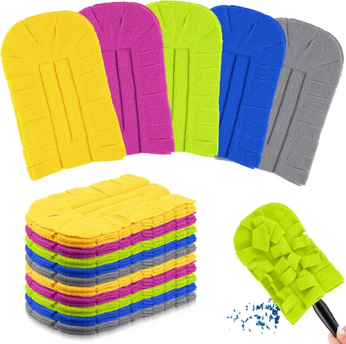 Miniatura 21 de Zubebe 12 piezas de repuesto de plumero de forro polar reutilizables, plumeros planos de plumas, almohadillas de limpieza lavables para múltiples