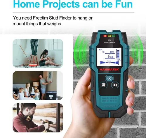 Miniatura 3 de HANMATEK Detector de Pernos de Pared con Sensor Inteligente Pro, Alarma de Audio y Pantalla LCD HD, Herramienta de Detector de Pernos 5 en 1