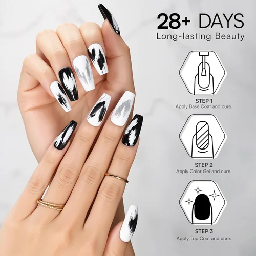 Miniatura 4 de Makartt Juego de esmaltes de uñas de gel con purpurina navideña - 2 piezas de 15ml (0.51 onzas líquidas), gel brillante, removible con UV