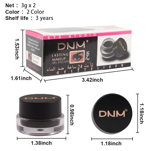 Miniatura 7 de evpct Delineador de ojos de gel negro y marrón 2 en 1, impermeable, a prueba de manchas, para Waterline, juego de pomadas de crema de cejas
